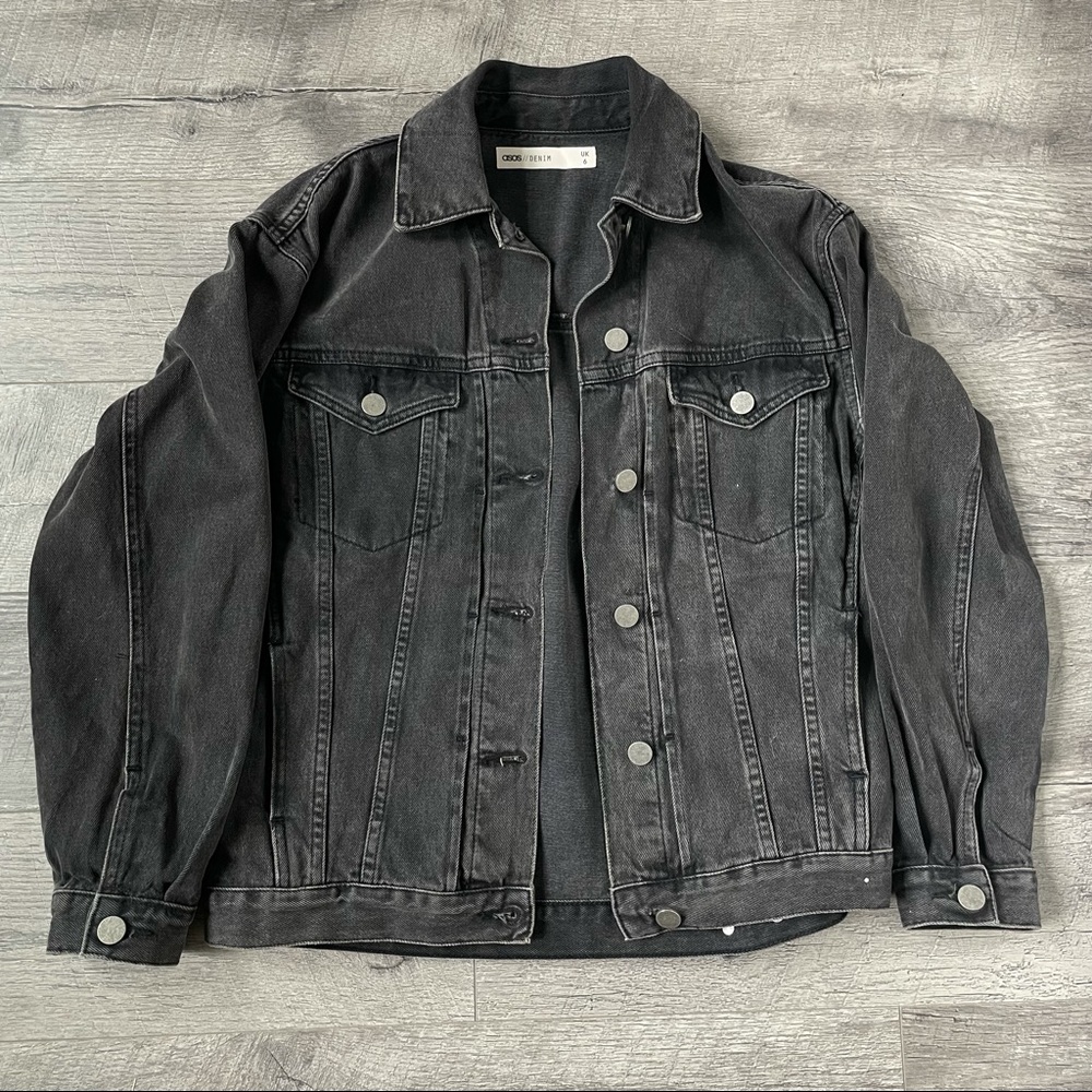 ASOS design petite denim jacket in washed black